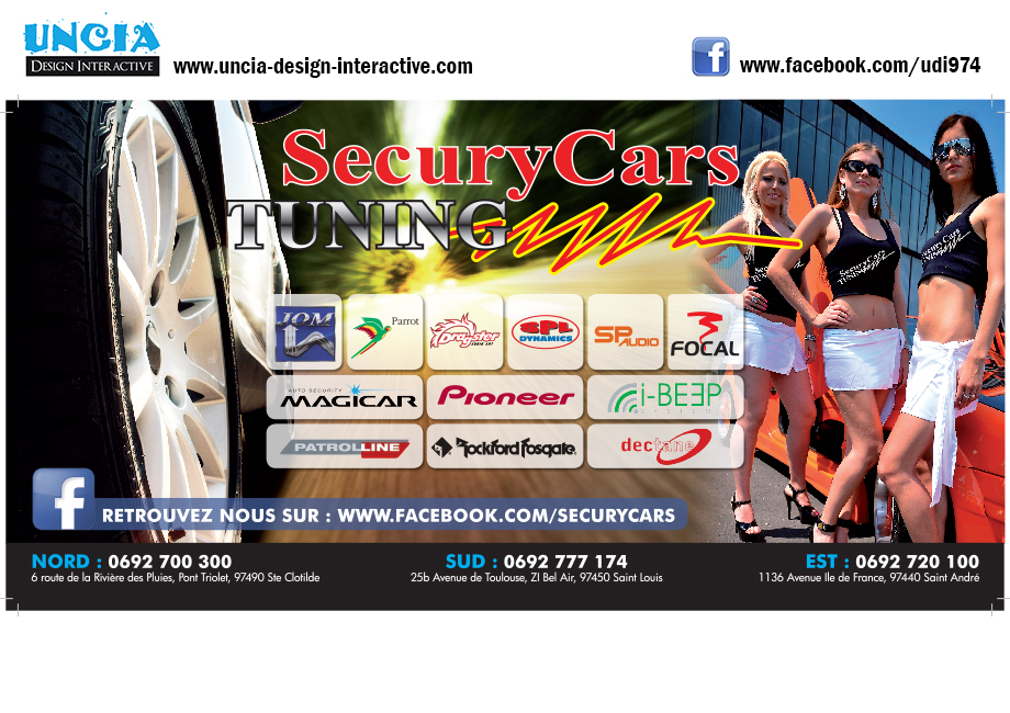 Publicité Réunion : Panneau 4m pour Securycars Tuning. (par Uncia Design Réunion)