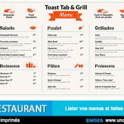 Menu de restaurant - Publicité Ile de la Réunion